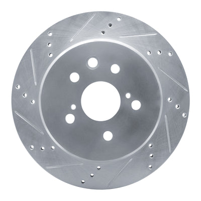 R1 06-20 Lexus GS200T Rear Left Drilled & Slotted Silver Brake Rotor