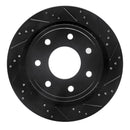 R1 12-14 Ford F-150 RWD Rear Right Drilled & Slotted Black Brake Rotor