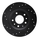 R1 98-15 Ford Fusion Rear Right Drilled & Slotted Black Brake Rotor
