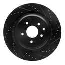 R1 08-24 Infiniti G37 Front & Rear Drilled & Slotted Black Brake Rotor Set