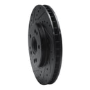 R1 90-98 Mercedes-Benz 500E Front Left Drilled & Slotted Black Brake Rotor