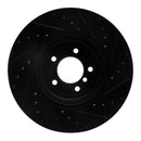 R1 04-10 BMW 550I Front Left Drilled & Slotted Black Brake Rotor