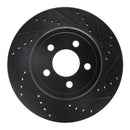 R1 05-23 Chrysler 300 Front & Rear Drilled & Slotted Black Brake Rotor Set
