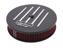 Edelbrock Air Cleaner Racing Series Round Aluminum Top Cloth Element 14In Dia X 3 125In Dropped Base