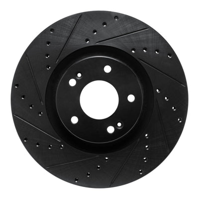 R1 2021-2025 Hyundai Santa Fe Front Left Drilled & Slotted Black Brake Rotor