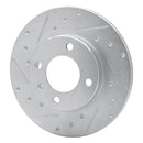 R1 73-05 Audi 4000 Front Left Drilled & Slotted Silver Brake Rotor
