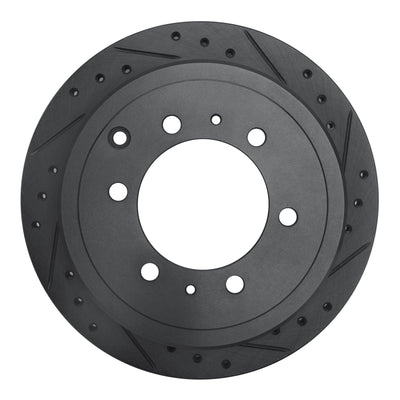R1 93-97 Lexus LX450 Rear Right Drilled & Slotted Black Brake Rotor