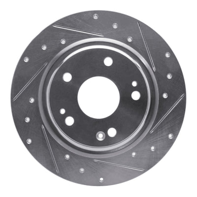 R1 17-20 Honda Civic Coupe Rear Right Drilled & Slotted Silver Brake Rotor