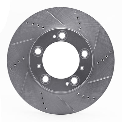 R1 97-04 Porsche Boxster Front Right Drilled & Slotted Silver Brake Rotor