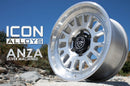 ICON Anza 17x8.5 / 5x5 / -6mm / 4.5in BS Silver Machined Wheel