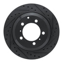 R1 -23 Porsche Cayenne Rear Right Drilled & Slotted Black Brake Rotor
