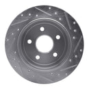 R1 05-10 Jeep Commander Rear Left Drilled & Slotted Silver Brake Rotor