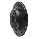R1 12-20 BMW 335I GT xDrive Rear Right Drilled & Slotted Black Brake Rotor