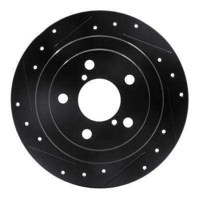 R1 90-08 Saab 9-2X Rear Left Drilled & Slotted Black Brake Rotor