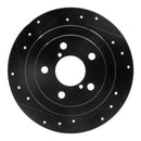 R1 90-08 Saab 9-2X Rear Left Drilled & Slotted Black Brake Rotor