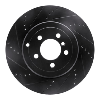 R1 10-12 Land Rover Range Rover Rear Left Drilled & Slotted Black Brake Rotor