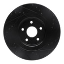 R1 06-10 Jeep Grand Cherokee Front & Rear Drilled & Slotted Black Brake Rotor Set