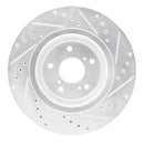R1 14-20 Acura TLX Front Left Drilled & Slotted Silver Brake Rotor