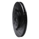 R1 11-14 Ford Mustang Front Right Drilled & Slotted Black Brake Rotor
