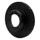 R1 90-16 Land Rover Defender 90 Front Left Drilled & Slotted Black Brake Rotor