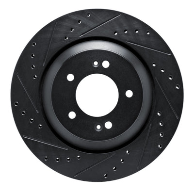 R1 2019-2025 Hyundai Elantra N Rear Left Drilled & Slotted Black Brake Rotor