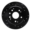 R1 01-03 Acura CL Rear Right Drilled & Slotted Black Brake Rotor
