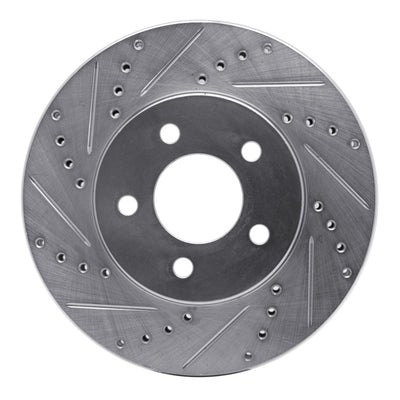 R1 05-10 Ford Mustang Front Left Drilled & Slotted Silver Brake Rotor