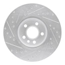 R1 01-03 Volkswagen EuroVan Front Right Drilled & Slotted Silver Brake Rotor