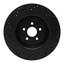 R1 19-24 Ford Edge Rear Right Drilled & Slotted Black Brake Rotor