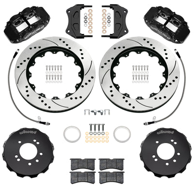 Wilwood 99-02 Nissan Skyline Superlite 6R Front BBK w/ 14.00in D/S Rotors & Flexlines - Black