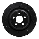 R1 05-23 Chrysler 300 Rear Left Drilled & Slotted Black Brake Rotor