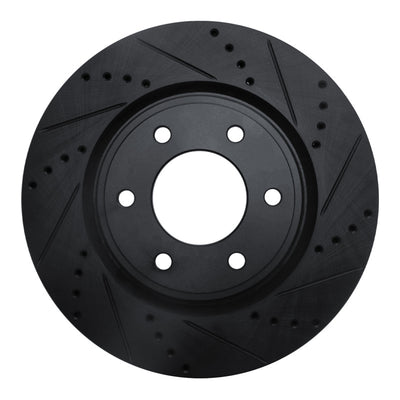 R1 07-24 Infiniti QX80 Front Right Drilled & Slotted Black Brake Rotor