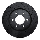 R1 07-24 Infiniti QX80 Front Right Drilled & Slotted Black Brake Rotor