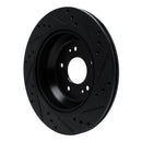 R1 11-17 Hyundai Equus Rear Left Drilled & Slotted Black Brake Rotor