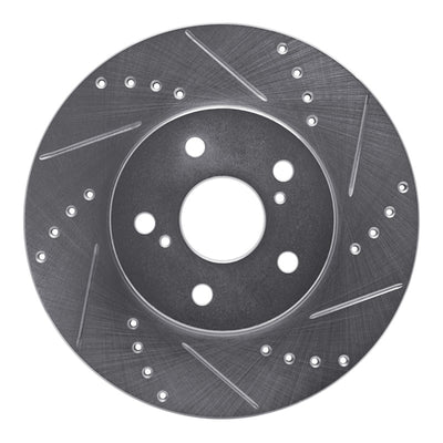 R1 02-15 Lexus IS250 Front Right Drilled & Slotted Silver Brake Rotor