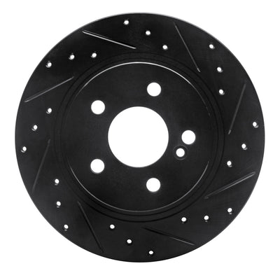 R1 08-15 Mercedes-Benz C300 Sedan Rear Right Drilled & Slotted Black Brake Rotor
