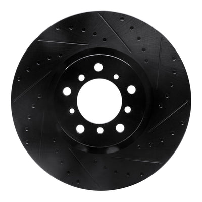 R1 00-03 BMW M5 Left Front Drilled & Slotted Black Brake Rotor