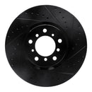 R1 00-03 BMW M5 Left Front Drilled & Slotted Black Brake Rotor