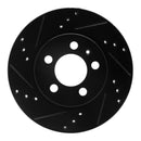 R1 00-06 Audi TT Quattro Rear Left Drilled & Slotted Black Brake Rotor