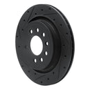 R1 08-11 Saab 9-3 Rear Left Drilled & Slotted Black Brake Rotor