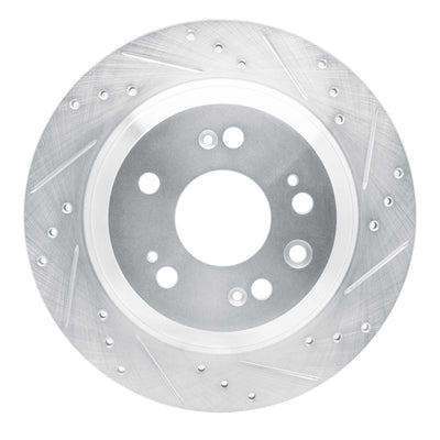 R1 2005-2012 Acura RL Rear Right Drilled & Slotted Silver Brake Rotor