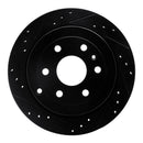 R1 07-17 Buick Enclave Rear Left Drilled & Slotted Black Brake Rotor