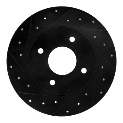 R1 04-06 Nissan Sentra Rear Left Drilled & Slotted Black Brake Rotor