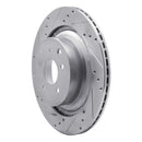 R1 09-20 Nissan 370Z Rear Left Drilled & Slotted Silver Brake Rotor