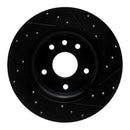 R1 17-25 Chrysler Grand Caravan Rear Left Drilled & Slotted Black Brake Rotor