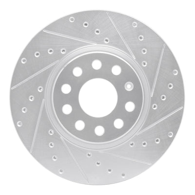R1 05-25 Audi A3 Quattro Front Right Drilled & Slotted Silver Brake Rotor