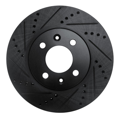 R1 88-98 Saab 9000 Front Left Drilled & Slotted Black Brake Rotor