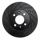 R1 88-98 Saab 9000 Front Left Drilled & Slotted Black Brake Rotor