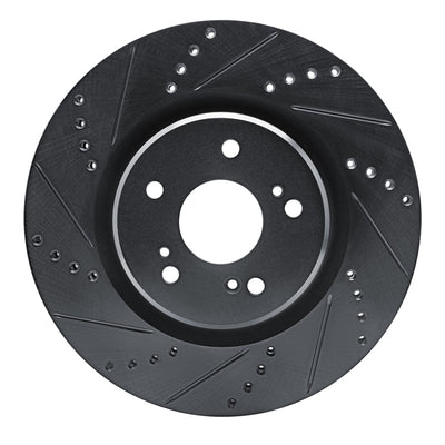R1 19-25 Acura RDX Front Left Drilled & Slotted Black Brake Rotor