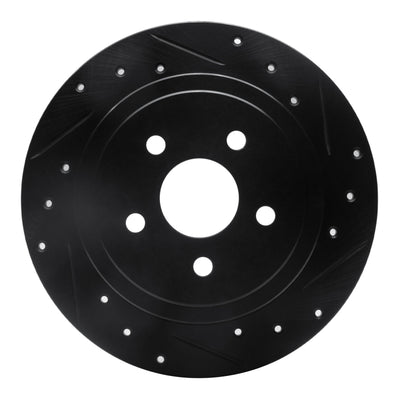 R1 88-95 Chrysler New Yorker Rear Right Drilled & Slotted Black Brake Rotor